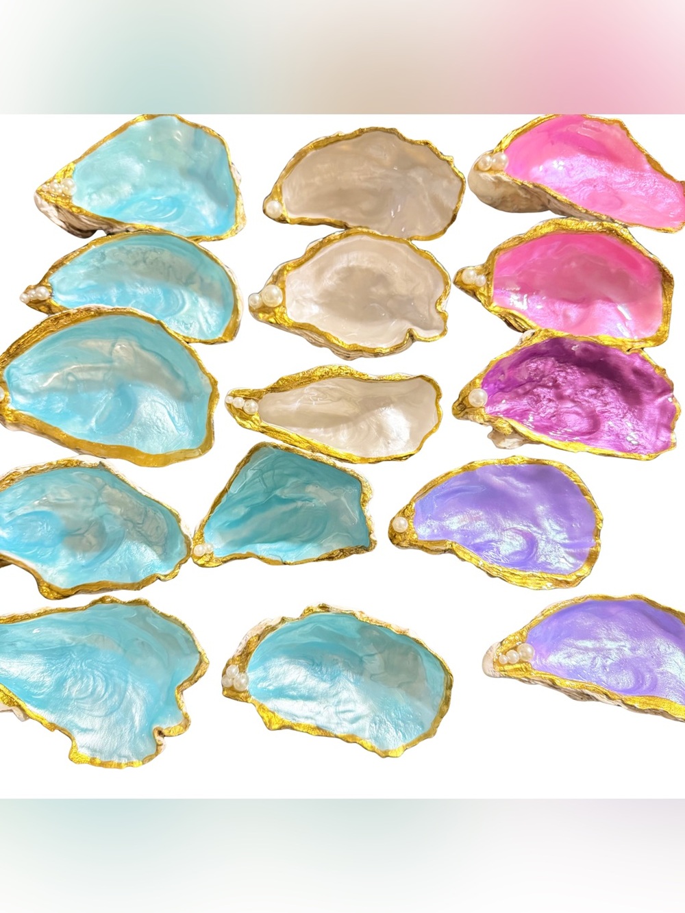 Handmade oyster shell ring jewelry holder trinket dish